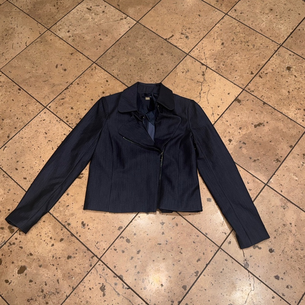 🙂Tommy Hilfiger Dark Navy Asymmetrical Zip Blazer Jacket
